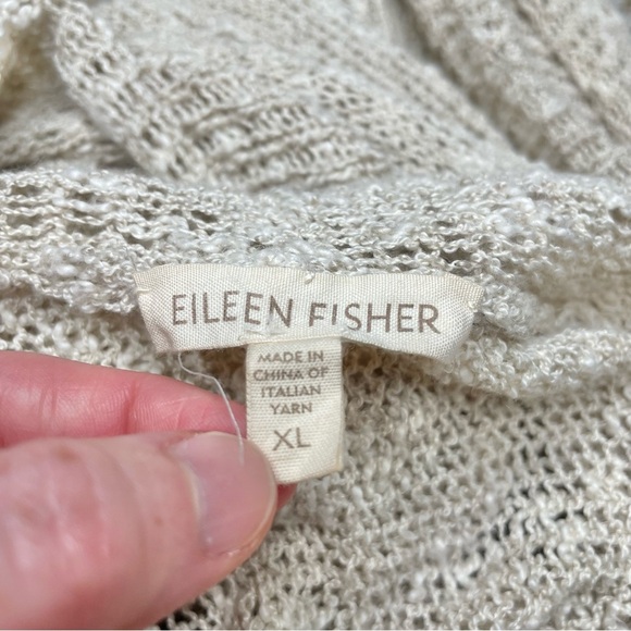 Eileen Fisher Linen Blend Open Front Knit Cardigan Cream Beige Extra Large XL - Picture 6 of 10